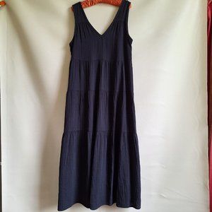 Quince tiered cotton gauze maxi dress M